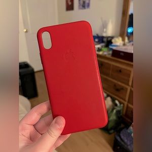 Authentic Apple Leather Case for iPhone XS Max (Colour: Product Red)